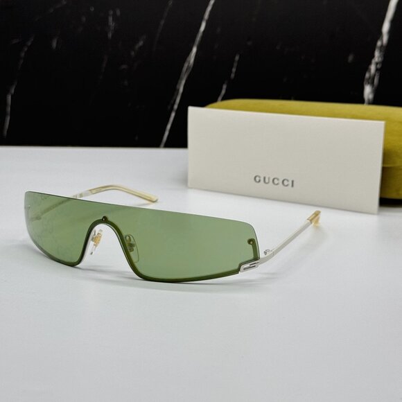 NEW GUCCI GG1561S 003 SHIELD IVORY GREEN UNISEX SUNGLASSES GUCCI main image 7